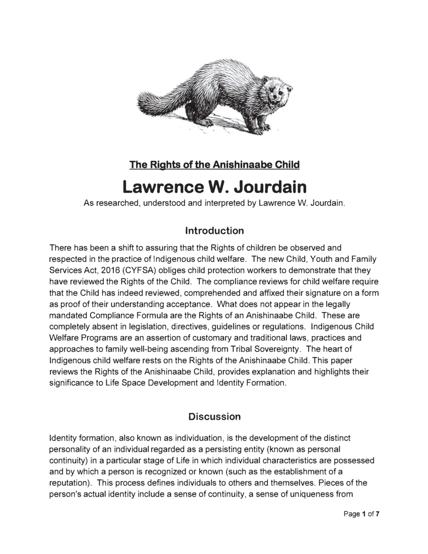 The Rights of the Anishinaabe Child